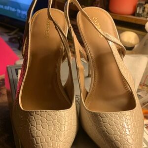 Express Cream/Beige Stiletto (size 9M)Textured Slingback Heels 3- inches
